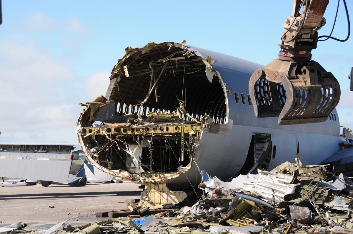 Plane being dismantled at Henry Orchard and Sons