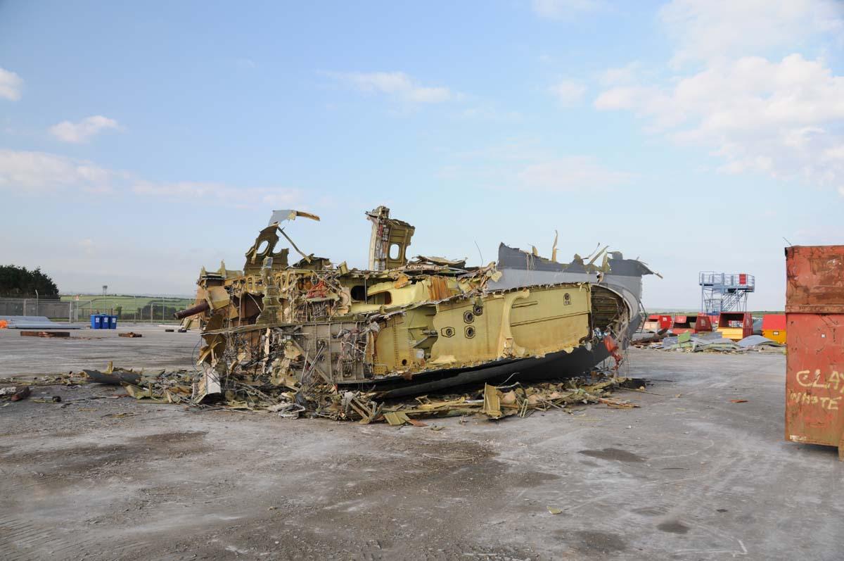 Aircraft being dismantled at Predannack Airfield