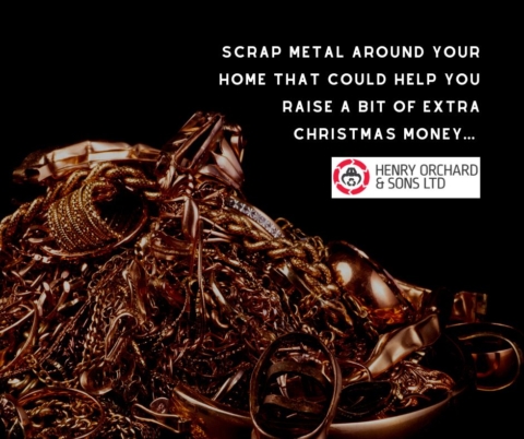 Pile of metal gleaming with text Are there things around your home that could earn you money for Christmas?